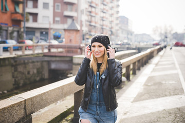 Fototapeta premium young beautiful blonde straight hair woman