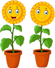 Cartoon happy sunflower