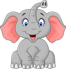 Obraz premium Cute elephant cartoon sitting