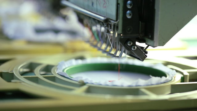 Close- up of Machine embroidery is an embroidery process