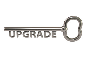 Silver key with word upgrade