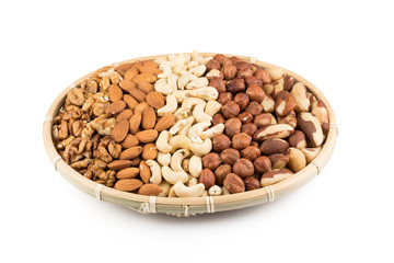 Mix nuts in wicker basket