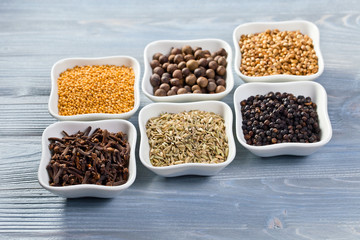 spices on wooden table