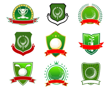 Golf emblems and logos in heraldic style
