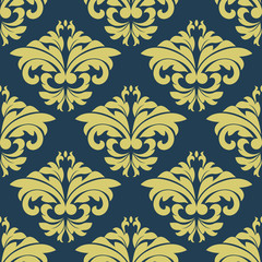 Vintage floral yellow damask seamless pattern