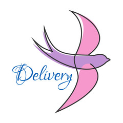 Obraz premium Flying swallow silhouette logo or emblem