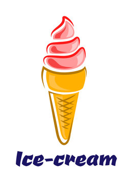 Sweet strawberry ice cream cone