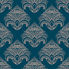 Paisley bell shaped flowers seamless pattern