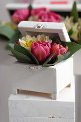 White box with decorative flowers