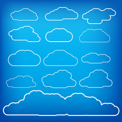Cloud Thin Line shapes   collection  . icon  for Web and Mobile