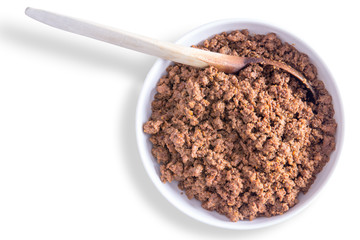 Savory ground or minced beef mixture for tacos