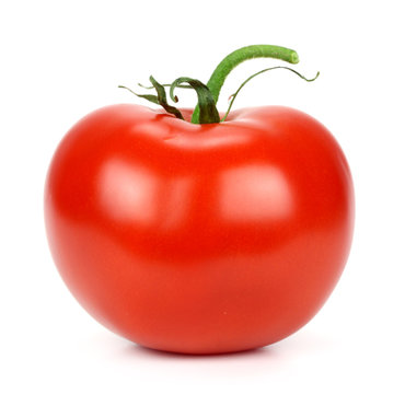 red ripe tomato on a white background