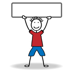 Strichmännchen mit Schild