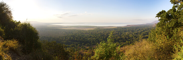 Panorama of Lake Manyara in Africa