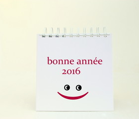 "bonne année 2016"smiley rigolo sur calendrier