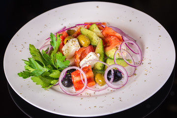 Greek salad with vegetables and feta