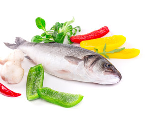 Fresh seabass with lemon and pepper.