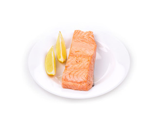Naklejka na ściany i meble Grilled salmon fish fillet.