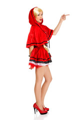 Woman as a Little Red Riding Hood.