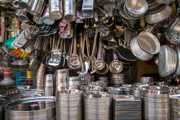 Stainless steel utensil on the market in India on the market in
