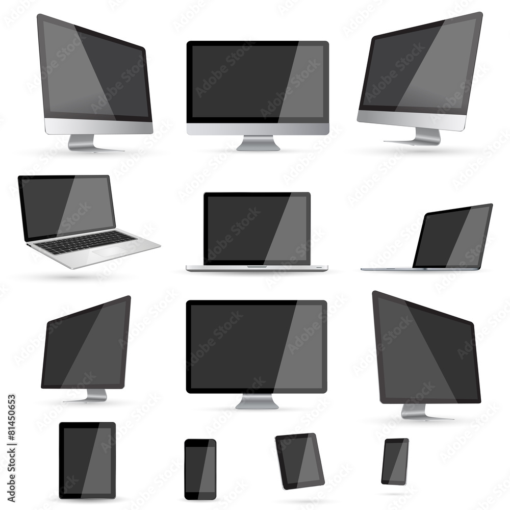 Poster flat design collection modern digital tech device