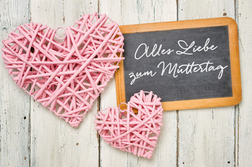 Tafel mit rosa Herzen - Alles Liebe zum Muttertag