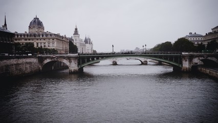 Fototapeta na wymiar Overcast Paris river