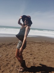 happy female on the beach