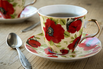 tea in vintage teacup