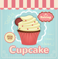 Vector flat cupcake banner illustration