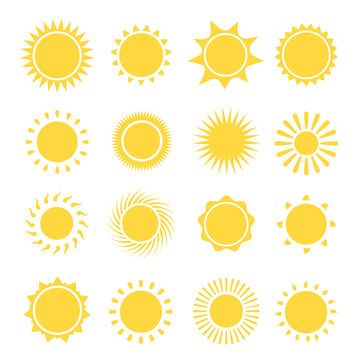 Sun icons collection.  illustration