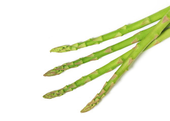 Asparagus tips on white