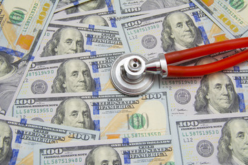 Fototapeta premium Money Accurately Copied With Stethoscope Isolated On White