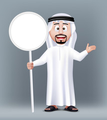 Realistic 3D Handsome Saudi Arab Man Character Wearing