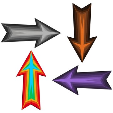 Straight darts - gray, brown, purple and rainbow