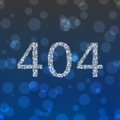 Number 404 composed of snowflakes on gray blue bokeh background