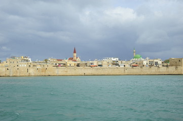 View from the fishing boats on the walls of the old Acre port fortress