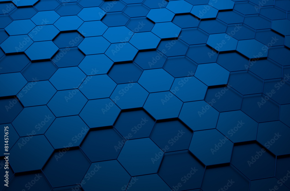 Poster abstract 3d rendering of futuristic surface with hexagons.