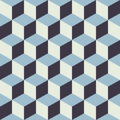 Abstract Seamless Checkered Cube Block Color Blue Background