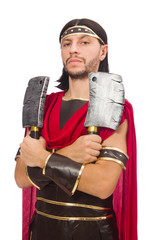 Gladiator with cleaver isolated on white