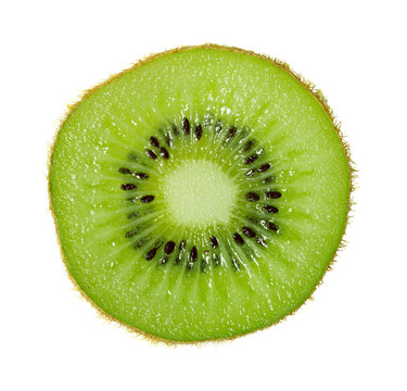 Slice of ripe kiwi in macro scale