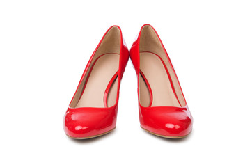 Red woman shoes isolated on the white background