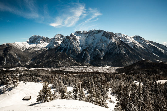 Beautiful mittenwald village and karwendel mountains