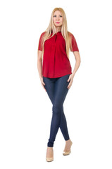 Beautiful pregnant woman isolated on white