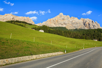 Scenic road in Dolomites Mountains in summer, Italy