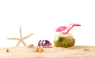 summer coconut drink on the beach