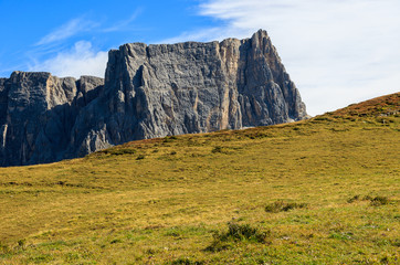 View of Dolomites Mountains from Passo Giau in autumn, Italy