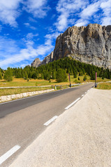 Scenic road near Passo Gardena in Dolomites Mountains, Italy