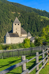 Castle in Dolomites Mountains, Italy