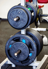 Barbell plates holder in gym